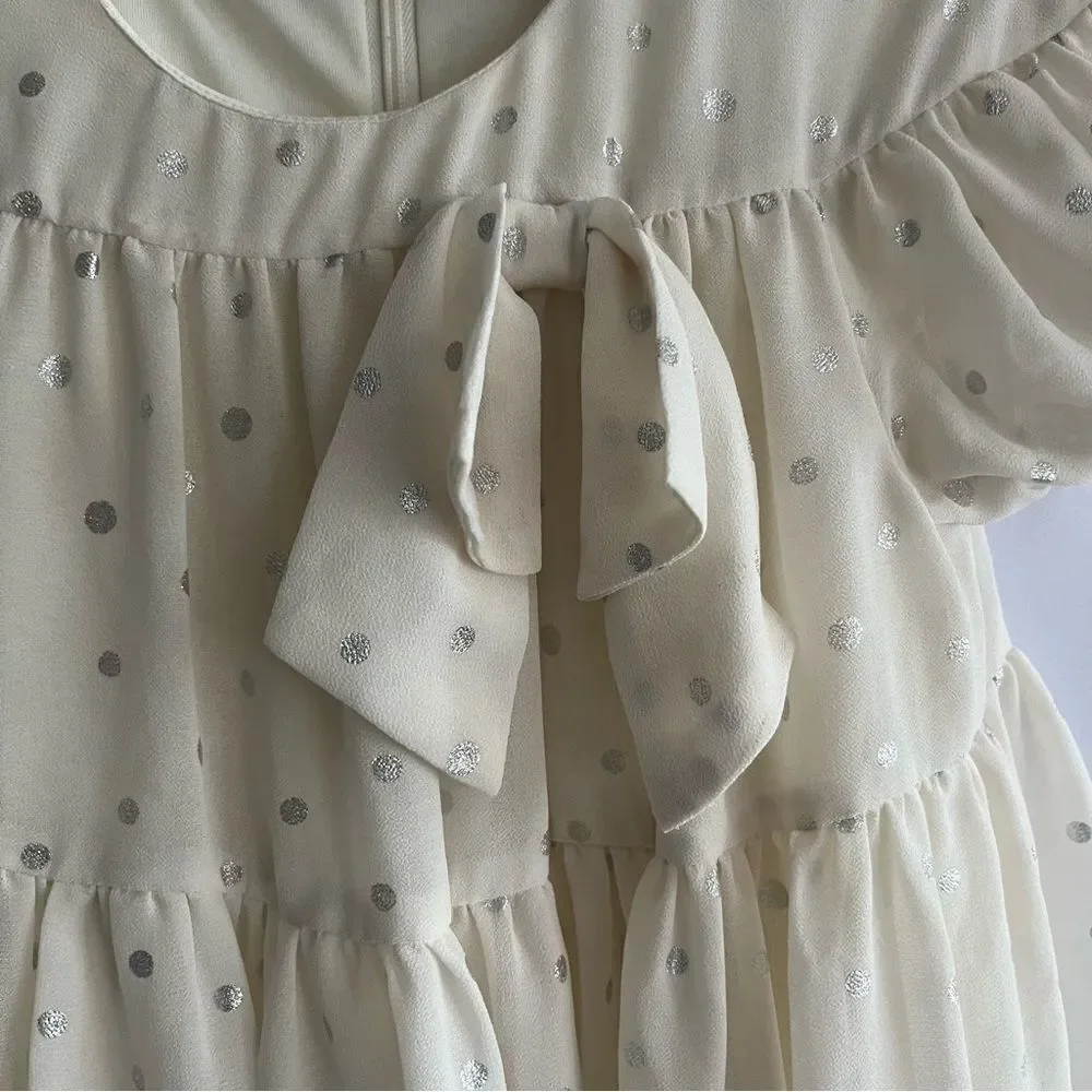 Habitual Cream & Silver Polka Dot Dress